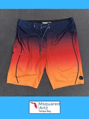 O’Neill Hyperfreak Board Shorts Mens Size 30 Blue Red Orange Surf